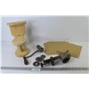 Image 1 : Wooden Toilet Paper Roll Holder - Plastic Sheets - Meat Grinder