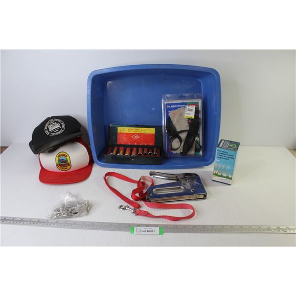 3/8" Deep Drive Sockets - Rivets - Leash - Stapler - (2) Ball Caps - Extra Small Harness - Litter Bo