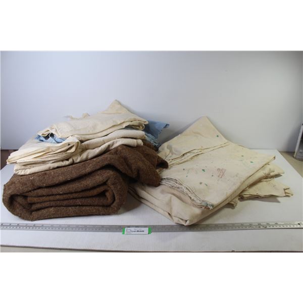 Used Packing Blanket & (5) Drop Sheets