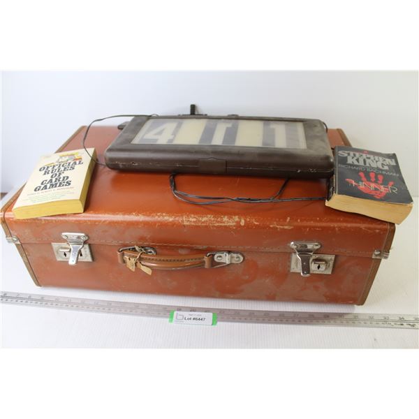 Vintage Suitcase - Unknown Solar Item? (2) Books - Steven King - Card Game Rules