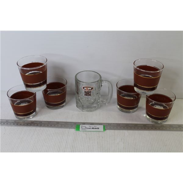 (6) Drinking Glasses - A&W Glass Mug
