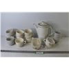 Image 1 : Ceramic Coffee Pot - Assorted Cups - (4) Fire King Cups