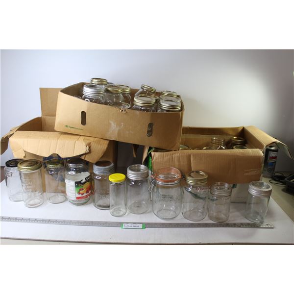 Large Assortment of Jars & Canning Jars - Improved - Ideal - Jewel