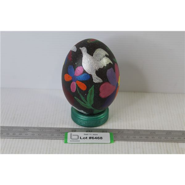 Hand Painted Emu Egg on Wooden Stand
