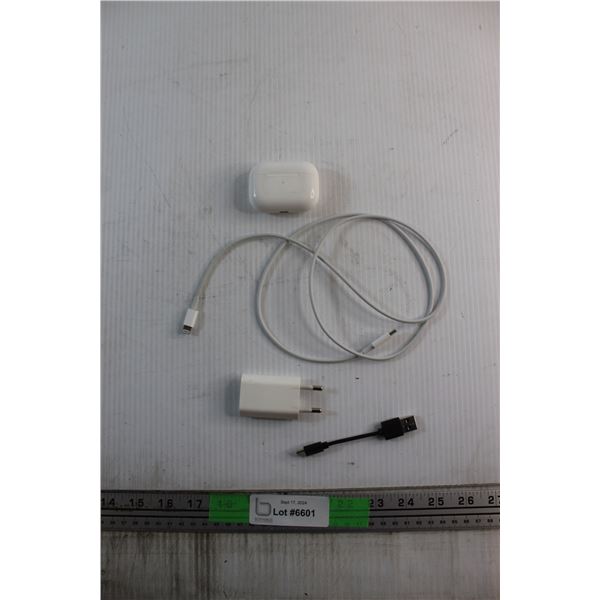 Apple AirPods Pro 1st Gen. Case (No Buds), (2) Lightning USB-C and USB to USB-C Cables and Apple Eur