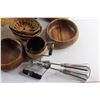 Image 3 : Vase, Egg Beater, (3) Baskets, Wooden Salad Bowls, and Assorted Items