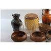 Image 6 : Vase, Egg Beater, (3) Baskets, Wooden Salad Bowls, and Assorted Items