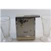 Image 4 : Baycrest Electric Can Opener - Untested and (3) Milkshake Glasses