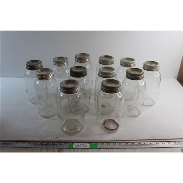 (12) Assorted Canning Jars - With Glass Inserts