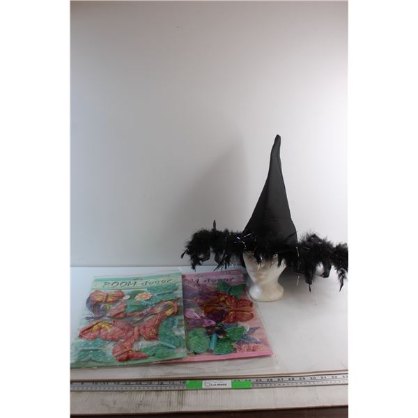 (3) Foam Decorative Stickers and Witch Hat