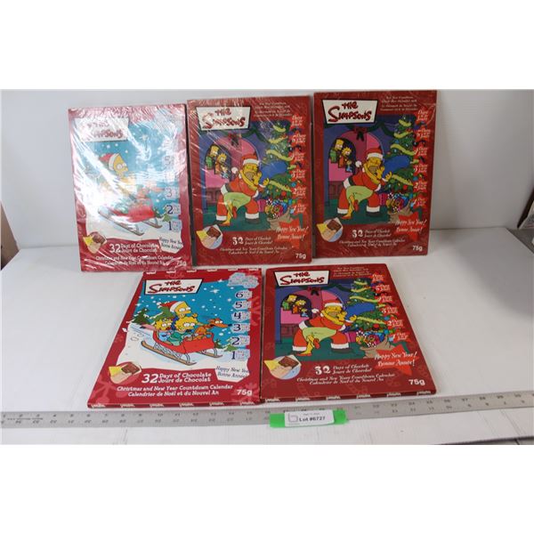 (5) Simpsons 32 Days Of Chocolate Packs - Two Unsealed and Empty