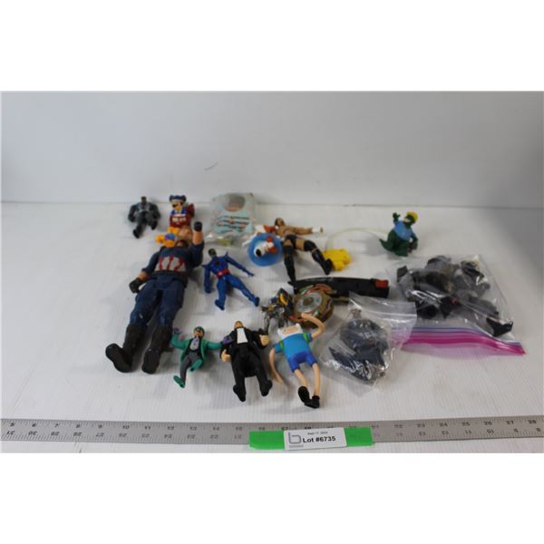 Assorted Kids Toy Figurines - Adventure Time, Dinosaurs, Captain America Marvel, etc.