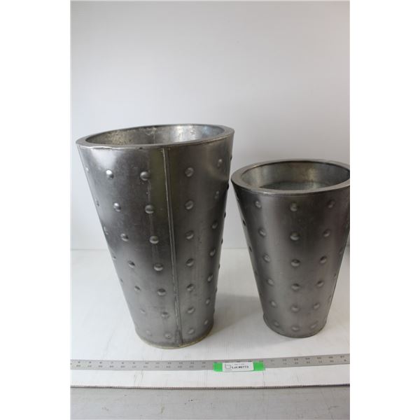 (2) Metal Planters