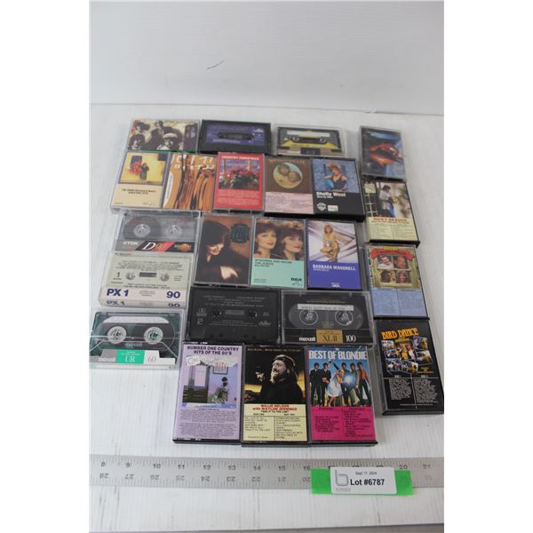 (24) Assorted Cassette Music Tapes - Best Of Blondie, Shelly West, Elvis Christmas Album, etc.