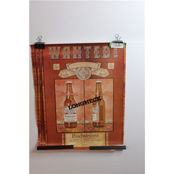 (5) Budweiser Beer Posters (Vintage) - 24" x 18"