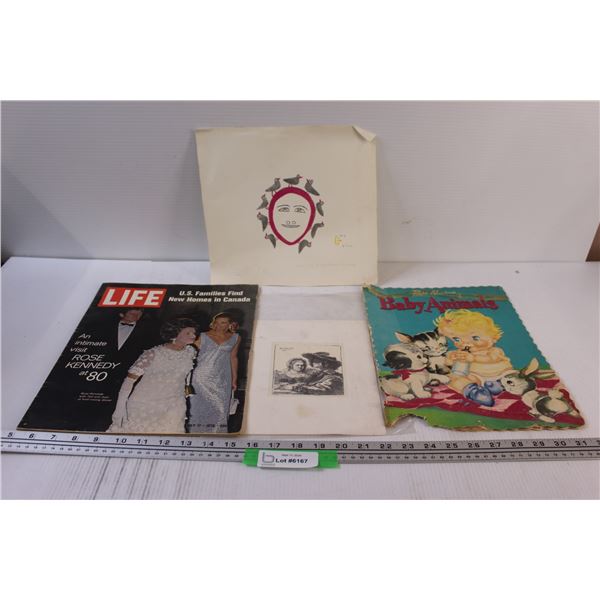 Indigenous Art, Life Magazine (1970), Renaissance Art Drawing, & Baby Animals Book