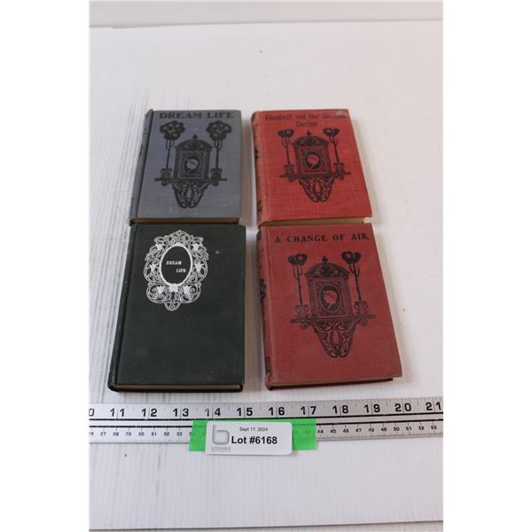 (4) Vintage Hard Cover Books: Dream Life, Change of Air, Elizabeth & Her Garden,