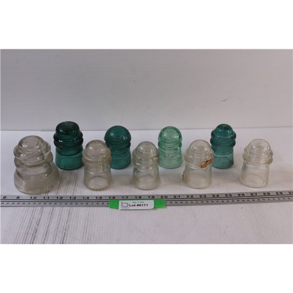 (9) Glass Insulators (4) Green, (5) Clear