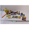 Image 1 : Lot: Pokemon Cards (Assorted), Batman Toys, Harley Davidson Playing Cards, Shark Pencil, Misc.