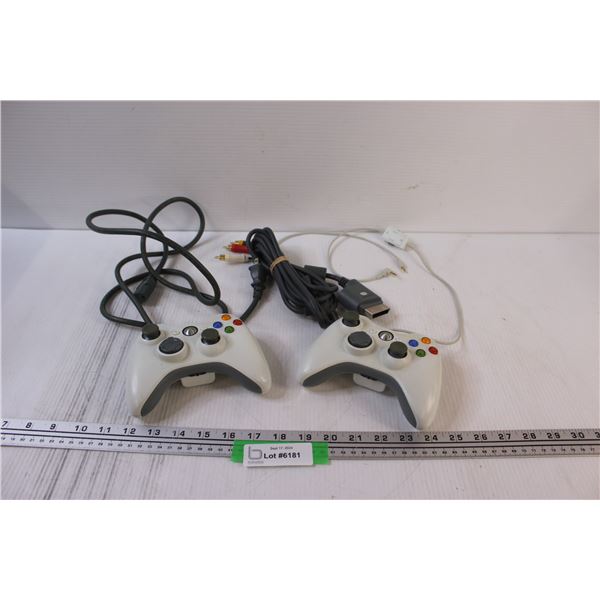 (2) XBOX Controllers w/Cords - Untested