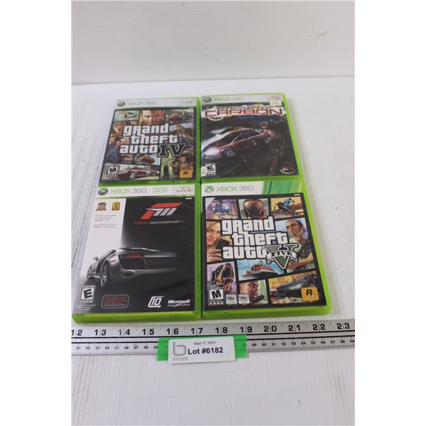 (4) XBOX 360 Video Games: Grand Theft Auto, Need for Speed, Forza Motorsport