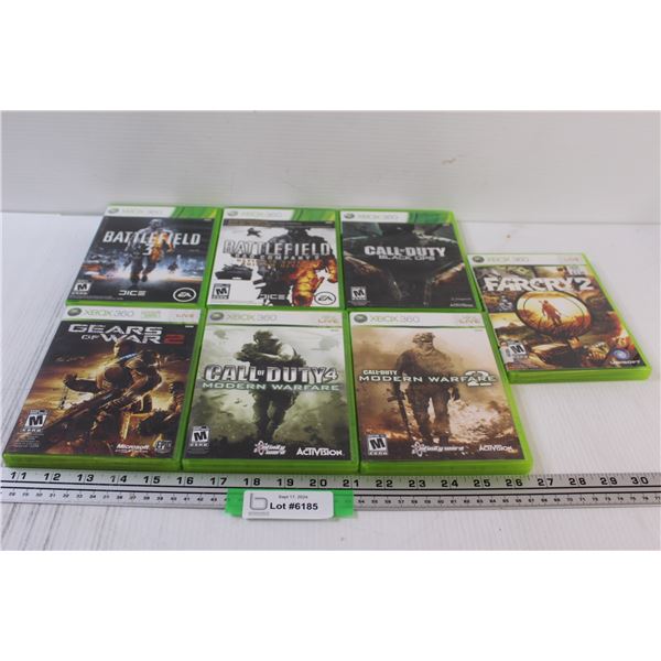 (7) XBOX 360 Video Games: Battlefield, Gears of War, Call of Duty, Farcry