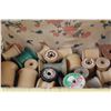 Image 2 : Woven Sewing Box w/Thread Spools - as is