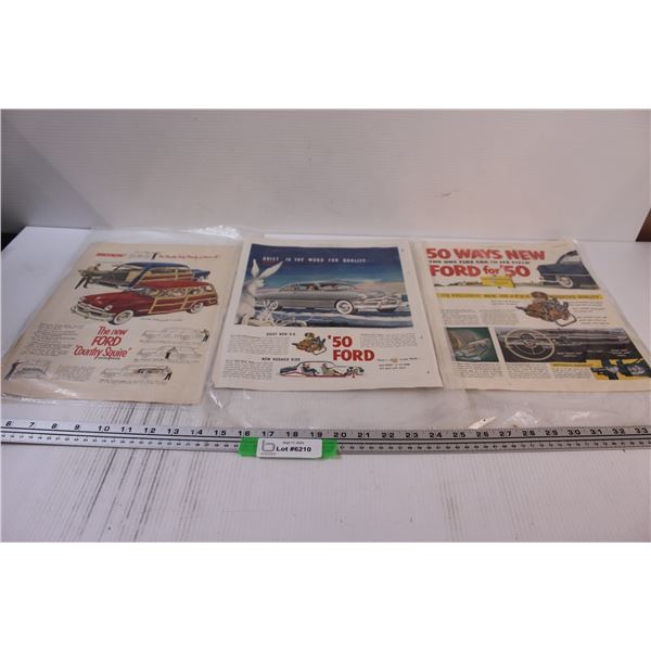 (3) Vintage 1950"s Vehicle Advertisements