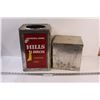 Image 1 : Hills Bro Tin (Missing Lid?) - 14 x 9" x 9" & Metal Storage Container - 9" x 9" x 10"