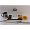 Image 1 : Imperial Gem Glass Jar, (2) Leather Protectant Jars, Leather Brush, Knitting Needle, Misc.