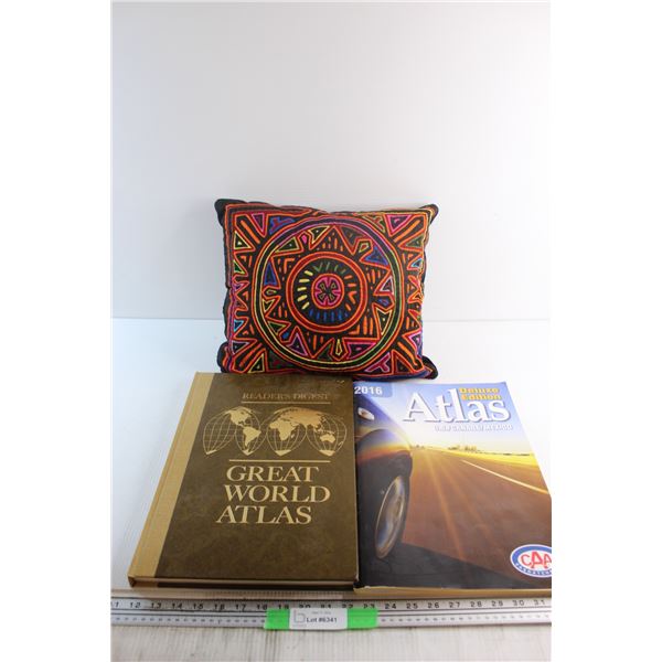 (2) Atlas Books and Pillow