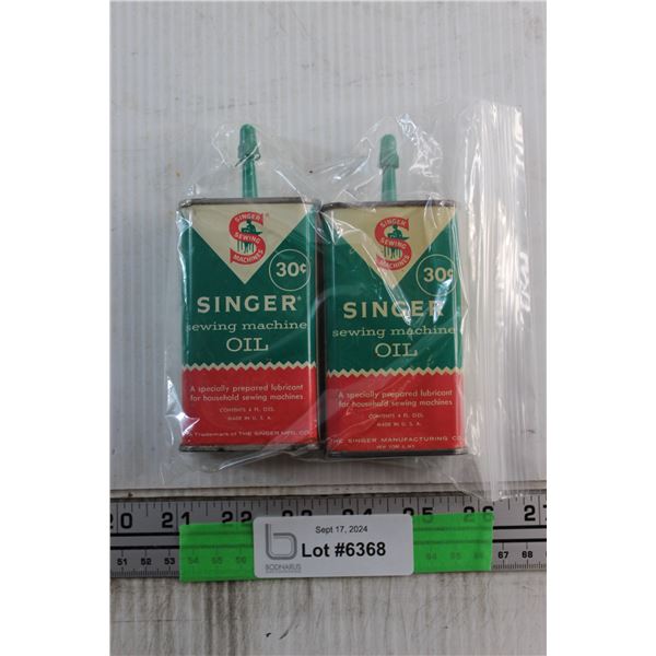 (2) Singer Sewing Machine Oil Tins