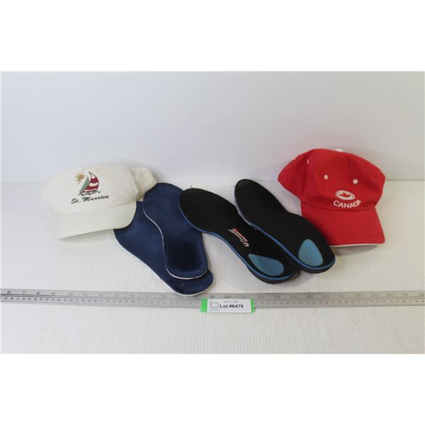 (2) Shoe Insoles - (2) Ball Caps