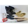 Image 1 : Leather Slippers (size 12) - Boots (size 6) - Insoles (used)