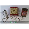 Image 1 : Vintage Telechron Electric Clock (runs but not properly) - Stein Perfume Bottle - Hills Bros Coffee 
