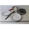 Image 1 : Vintage Enameled Dishes - Plates - Small Pot - Metal Spoon