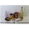 Image 1 : Vintage Items - Bottles (Purple Canadian Hair Tonic - Colton Grain Belt) - Vogue Tobacco Tin - Cuban