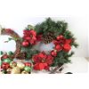Image 2 : (2) Christmas Wreaths - Ornaments - Stereo Wires - Door Hook