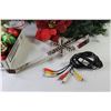 Image 5 : (2) Christmas Wreaths - Ornaments - Stereo Wires - Door Hook