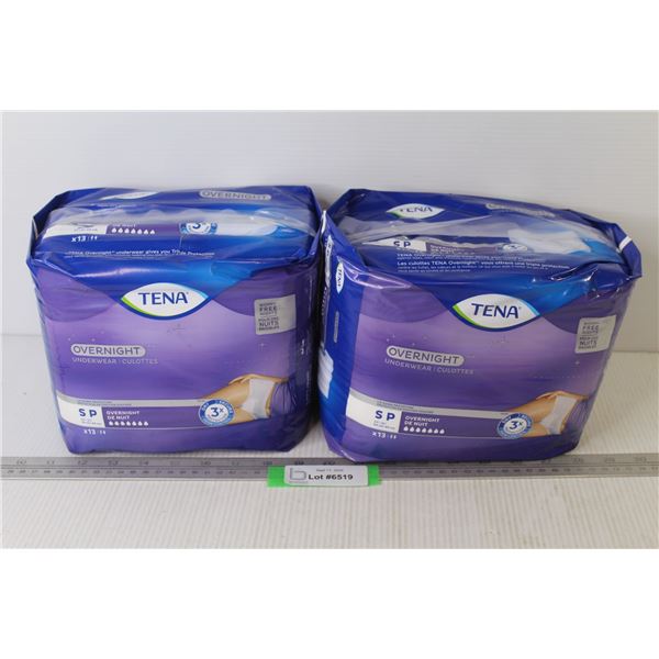 (2)Tena Overnight Underwear (size sm)