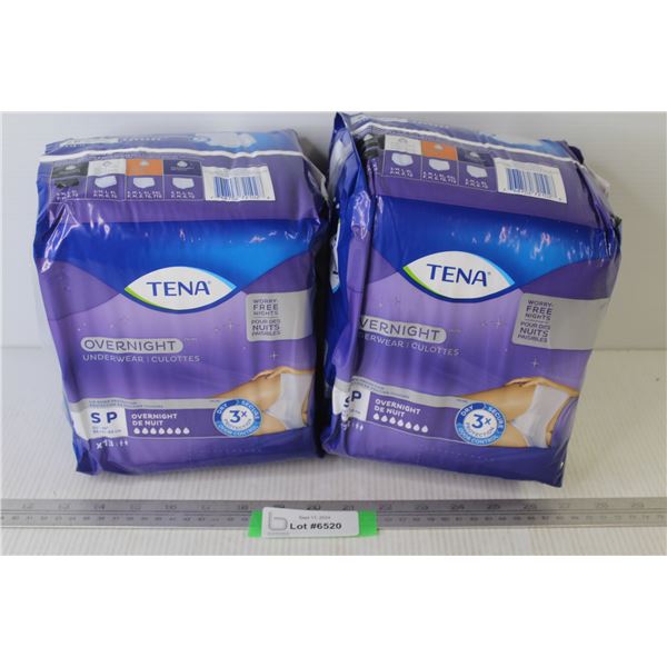 (2)Tena Overnight Underwear (size sm)