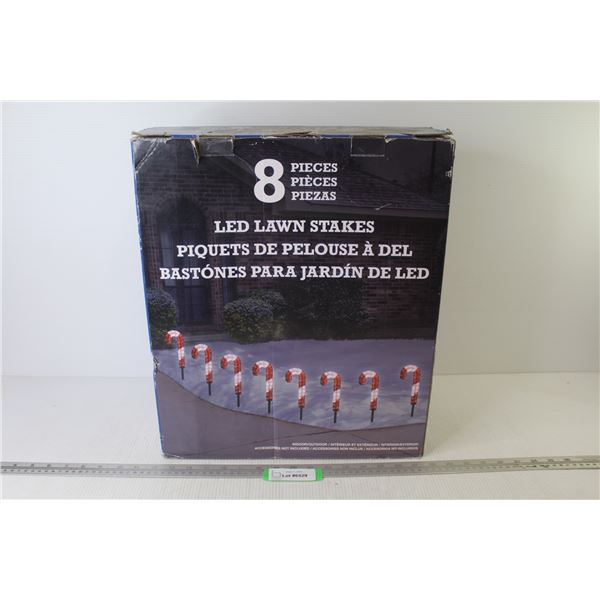 (8) Piece Candy Cane LED Lawn Stakes (box opened - looks unused)