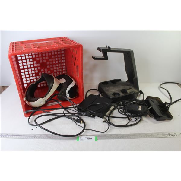 PlayStation VR Head Set - Play Station Processor Unit (dirty) - Plastic Palm Milk Crate