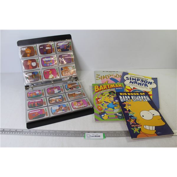 Binder w/13 Pages of Simpsons Collector Cards - (2) Simpson Booklets - (2) coloring Books