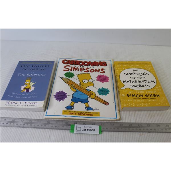 (3) Simpsons Books - Cartooning With The Simpsons - Mathematical Secrets - The Gospel According To T