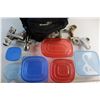 Image 6 : (6) Plastic Containers, (2) Door Knobs, Backpack and Assorted Plumbing Supplies