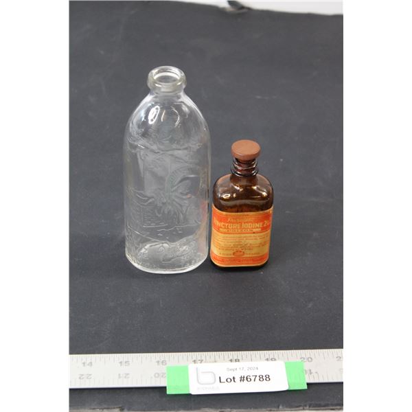 Glass Baby Bottle, Tincture Iodine Poison Bottle