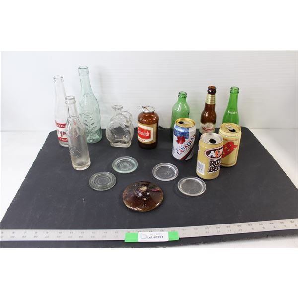 (6) Beer/Liquor Bottles and Cans, (5) Soda Pop Bottles and Cans,