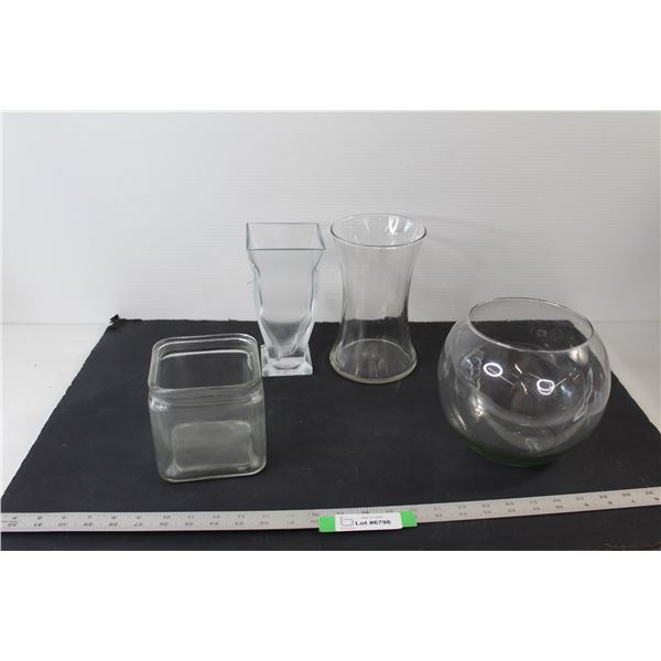 (4) Glass Vases