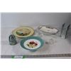Image 1 : (3) Decorative Plates/Trays, Kerosene Lamp Part, Glass Insulator, Assorted Glassware
